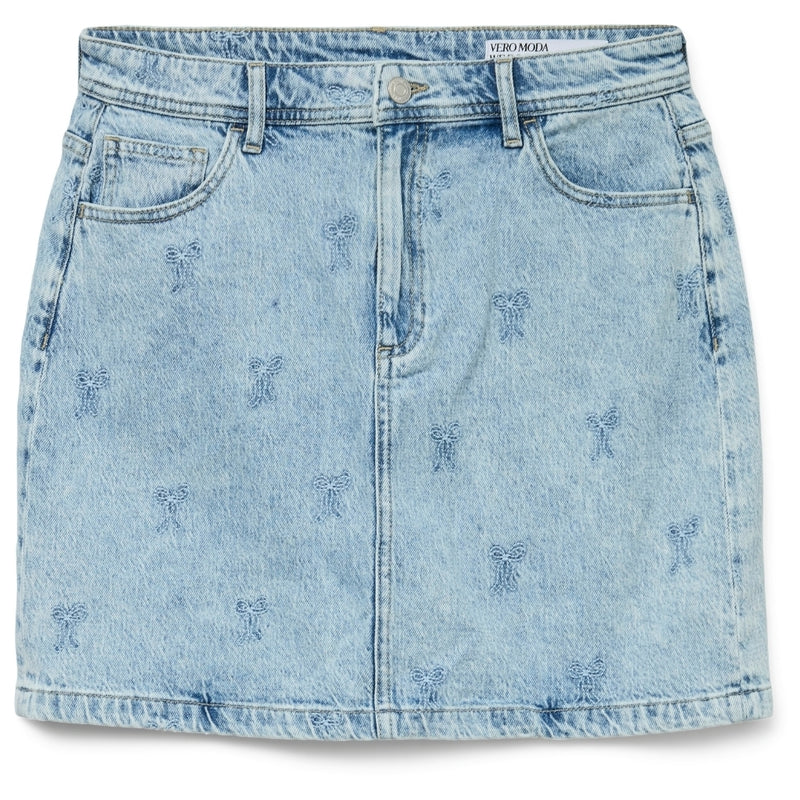 Vero Moda VERO MODA dame nederdel VMTESSA Skirt Light Blue Denim EMBROIDERY