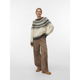 Vero Moda VERO MODA dame pullover VMJULIANA Pullover Birch Pattern CHOCLATE TORTE/SILVER MINK/BLACK