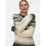 Vero Moda VERO MODA dame pullover VMJULIANA Pullover Birch Pattern CHOCLATE TORTE/SILVER MINK/BLACK
