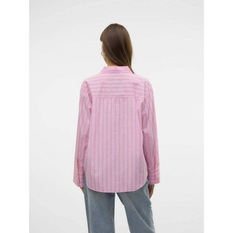 Vero Moda VERO MODA dame skjorte VMCHARLOTTE Shirt Bonbon Stripes Fiery red/cloud dancer