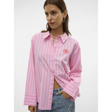 Vero Moda VERO MODA dame skjorte VMCHARLOTTE Shirt Bonbon Stripes Fiery red/cloud dancer