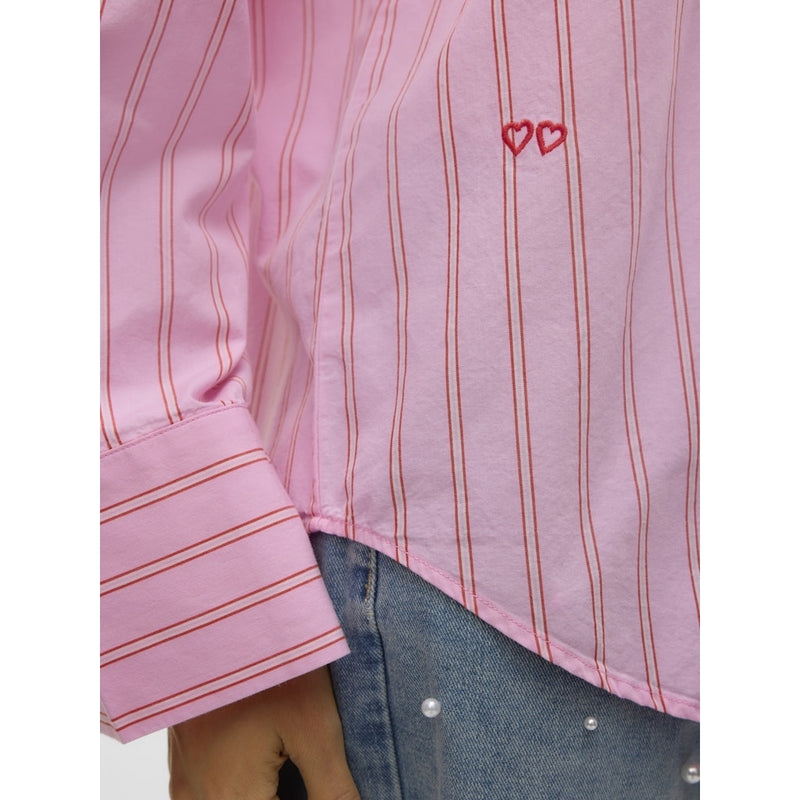 Vero Moda VERO MODA dame skjorte VMCHARLOTTE Shirt Bonbon Stripes Fiery red/cloud dancer
