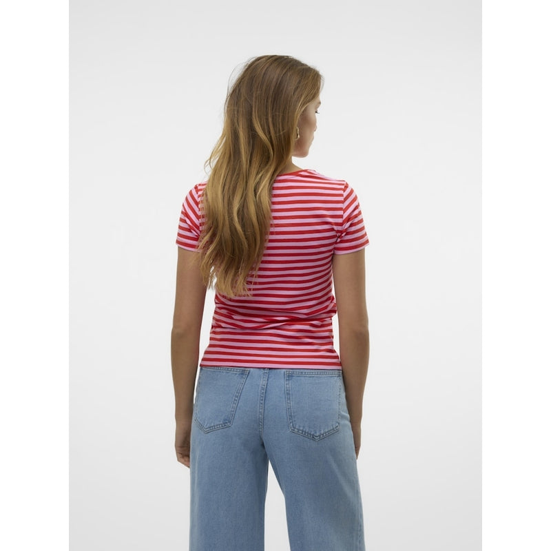 Vero Moda VERO MODA dame t-shirt VMLOTTE T-shirt Fiery Red Stripes BONBON