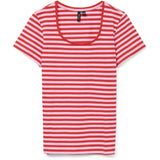 Vero Moda VERO MODA dame t-shirt VMLOTTE T-shirt Fiery Red Stripes BONBON