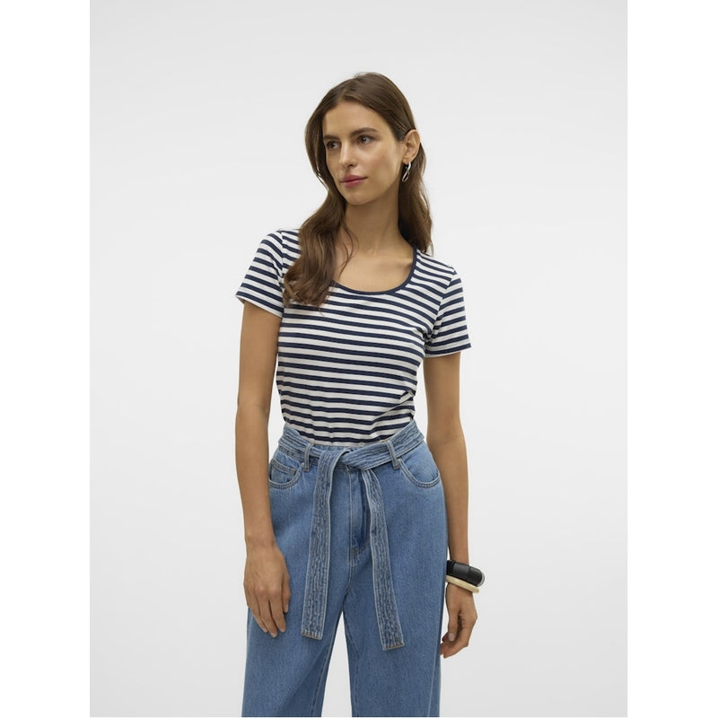 Vero Moda VERO MODA dame t-shirt VMLOTTE T-shirt Snow White Stripes NAVY BLAZER