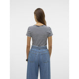 Vero Moda VERO MODA dame t-shirt VMLOTTE T-shirt Snow White Stripes NAVY BLAZER