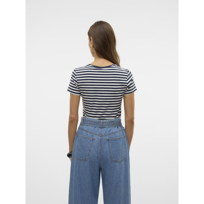 Vero Moda VERO MODA dame t-shirt VMLOTTE T-shirt Snow White Stripes NAVY BLAZER