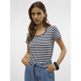 Vero Moda VERO MODA dame t-shirt VMLOTTE T-shirt Snow White Stripes NAVY BLAZER