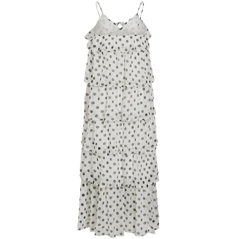 VILA VILA DAME KJOLE VIHARLEY Dress Cloud Dancer BLACK DOTS