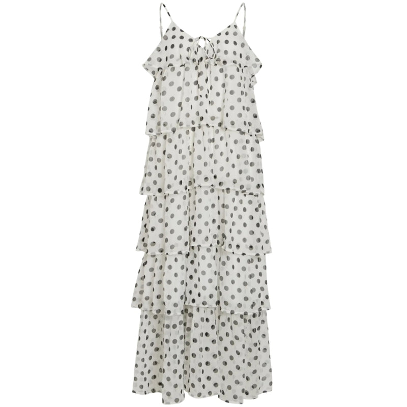 VILA VILA DAME KJOLE VIHARLEY Dress Cloud Dancer BLACK DOTS