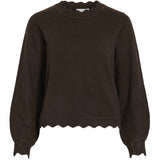 VILA VILA DAME STRIKTRØJE VINIKOLINA Blouse Coffee Bean Melange