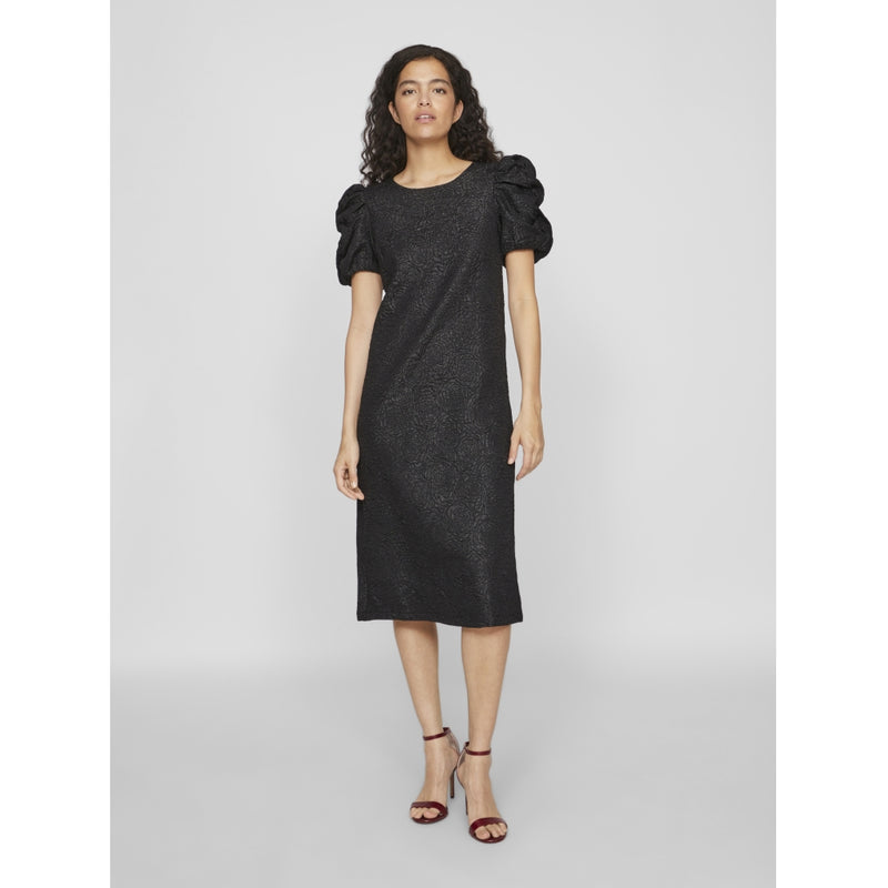 VILA VILA dame kjole VIRADIA Dress Black JACQUARD ROSES