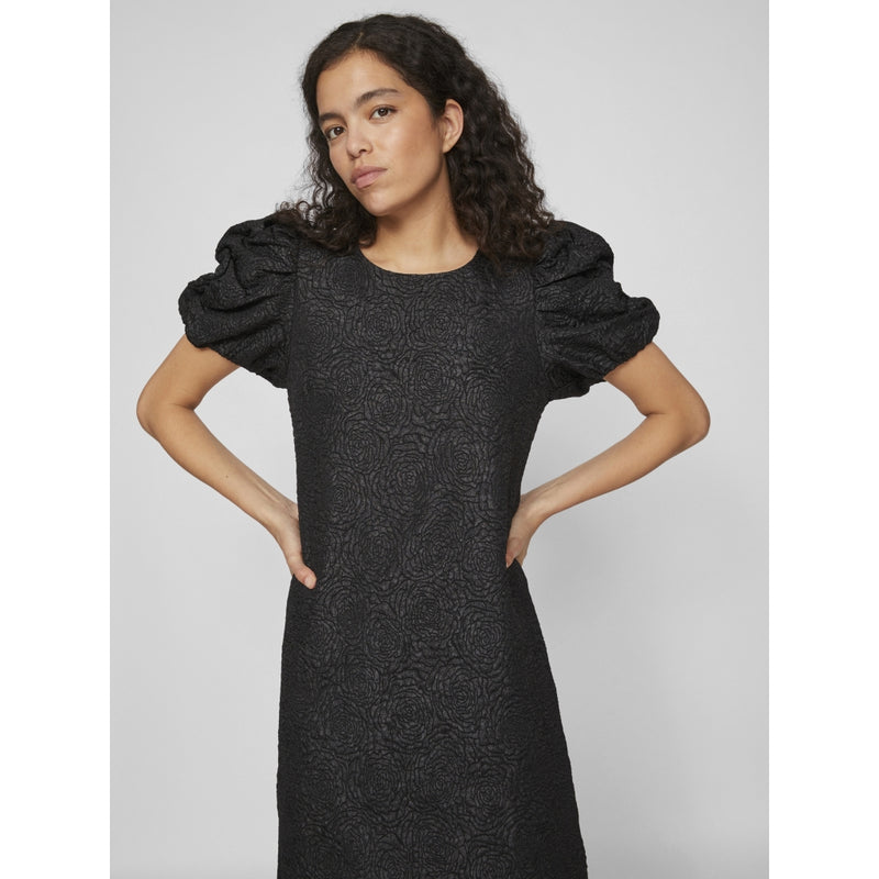 VILA VILA dame kjole VIRADIA Dress Black JACQUARD ROSES