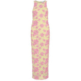 VILA VILA dame kjole VISAIL Dress Pastel Yellow PINK FLOWERS