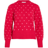 VILA VILA dame strik VIDOTTIE Blouse Jazzy CARMINE ROSE DOTS