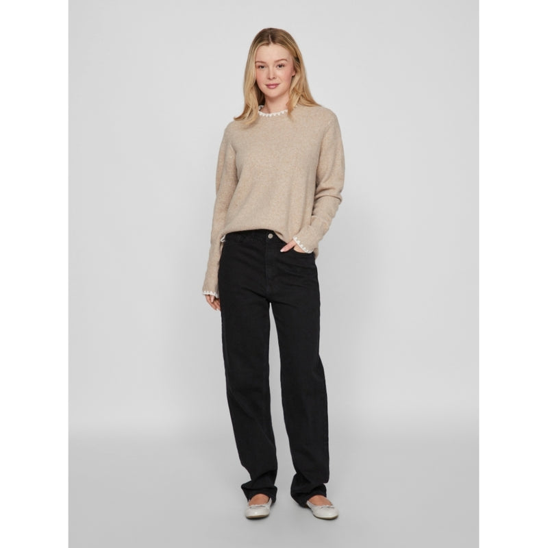 VILA VILA dame strik VIHEFNA Knit Natural Melange WHITE ALYSSUM