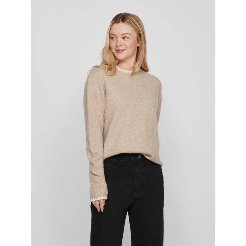 VILA VILA dame strik VIHEFNA Knit Natural Melange WHITE ALYSSUM