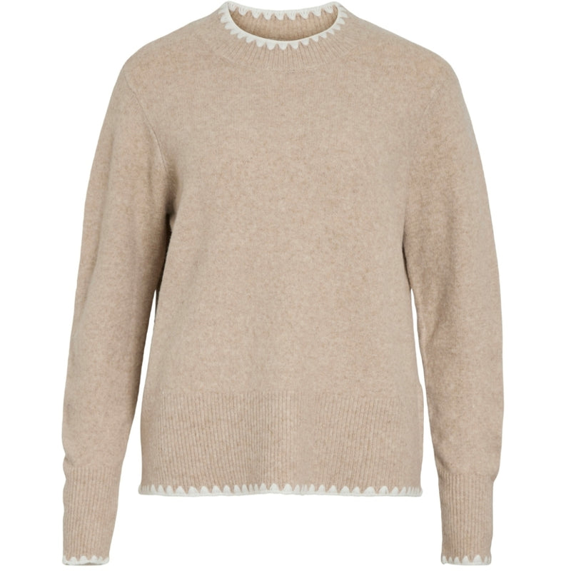 VILA VILA dame strik VIHEFNA Knit Natural Melange WHITE ALYSSUM