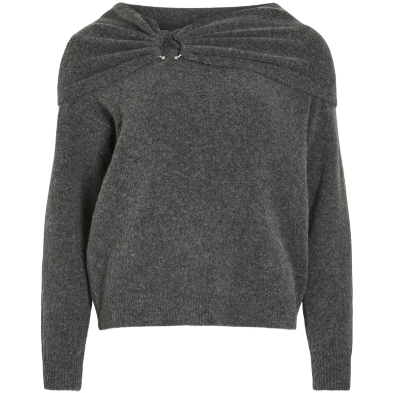 VILA VILA dame strik VIKENYA Restudsalg Dark grey melange