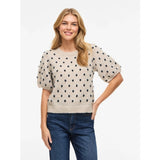 VILA VILA dame t-shirt VIDOTTIE T-shirt Birch NAVY BLAZER DOTS