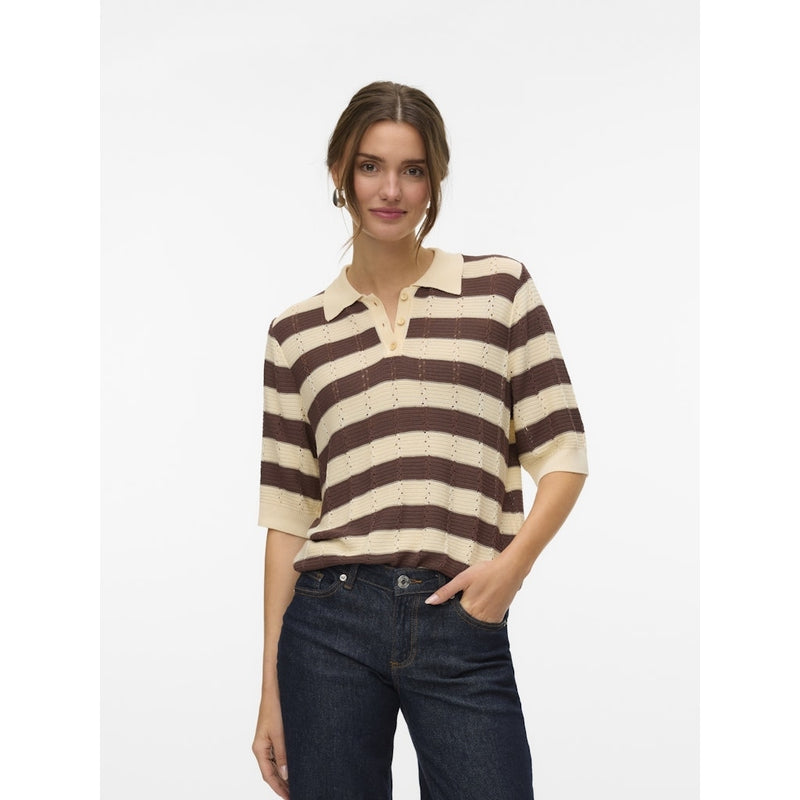 Vero Moda Vero Moda dame polo VMRANDI Polo Macadamia Stripes