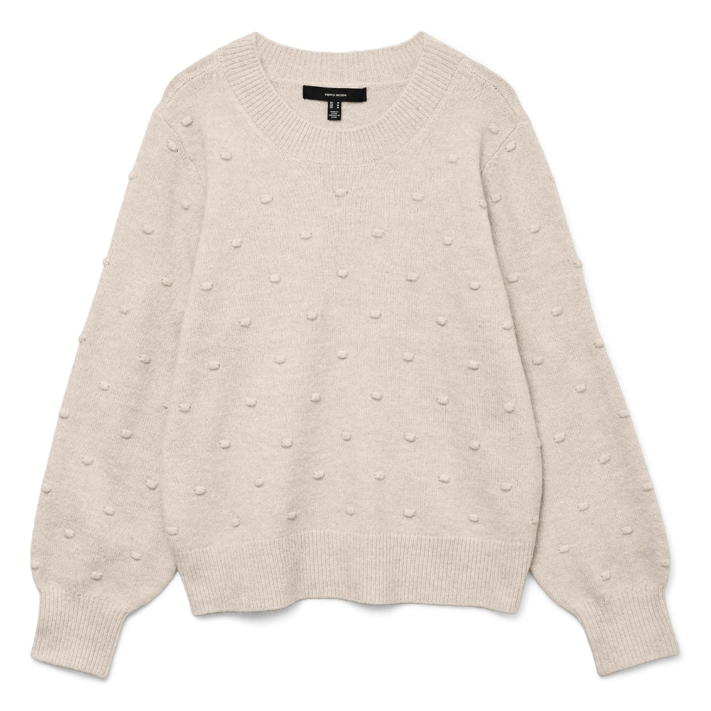 VILA dame strik VIDOTTIE - Birch NAVY BLAZER DOTS