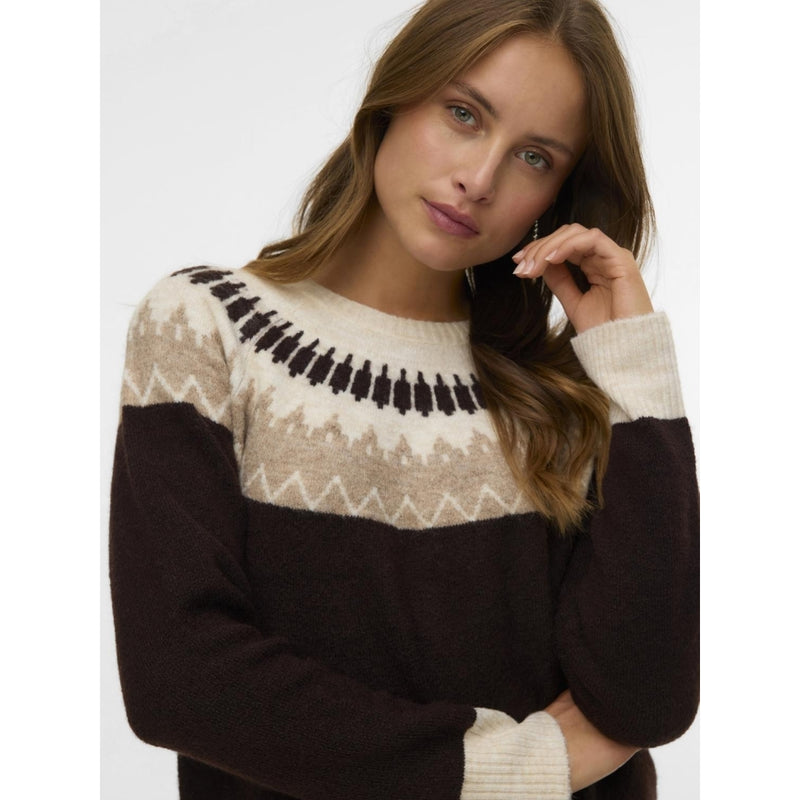 Vero Moda Vero moda dame strik VMSIMONE Knit Chocolate Torte Detail:W. SILVER MINK + BIRCH