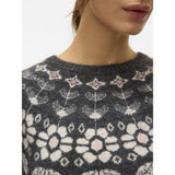 Vero Moda Vero moda dame strik VMSIMONE Knit Dark Grey Melange Detail:W. BIRCH + ROSE