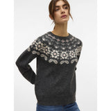 Vero Moda Vero moda dame strik VMSIMONE Knit Dark Grey Melange Detail:W. BIRCH + ROSE