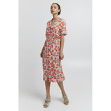 ICHI ICHI dame kjole IHCEFALU Dress Mandarin Red