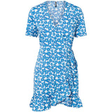 PIECES Pieces dame kjole PCJOSI Restudsalg Cloud Dancer Ibiza Blue Flowers