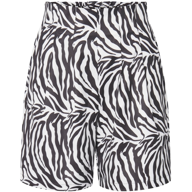 PIECES Pieces dame shorts PCSIZE Restudsalg Bright White Black Zebra
