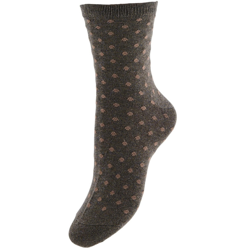 PIECES Pieces dame strømper PCSEBBY Socks Deep lichen green-fossil dots
