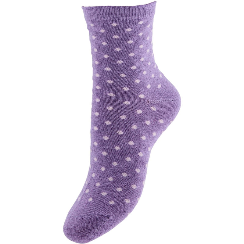 PIECES Pieces dame strømper PCSEBBY Socks Purple rose-dots in crystal rose
